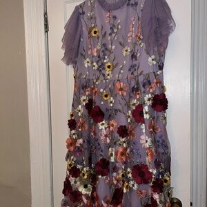 JessaKae Purple Floral Embroidered Midi Dress